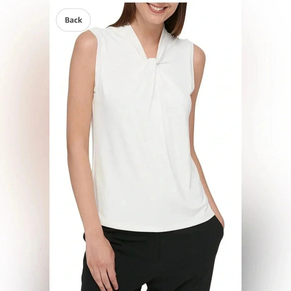 Tommy Hilfiger Women's Sleeveless Blouse with Knotted Neckline - Picture 1 of 7